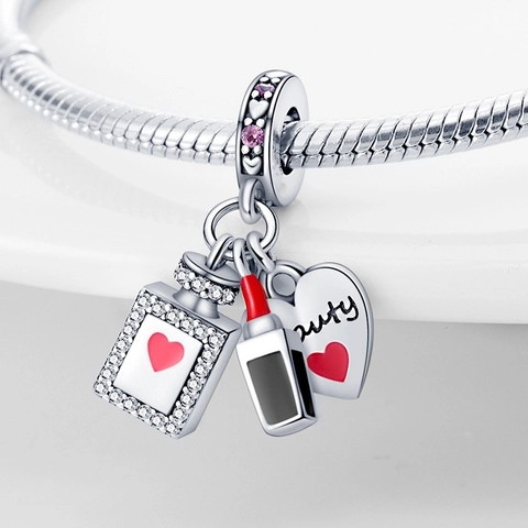 Silver Plated Perfume Bottle Charms Pendants With Enamel Rhinestone Butterfly Flower For DIY Bracelet Jewelry Making Women