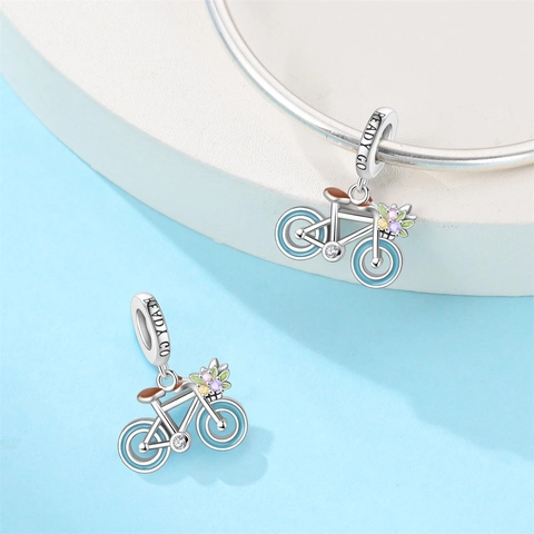 Alloy Silver Plated Enamel Charm Pendant Rhinestone Airplane Bicycle Bow Ballet Shoe School Bag DIY Jewelry Bracelet Accessories
