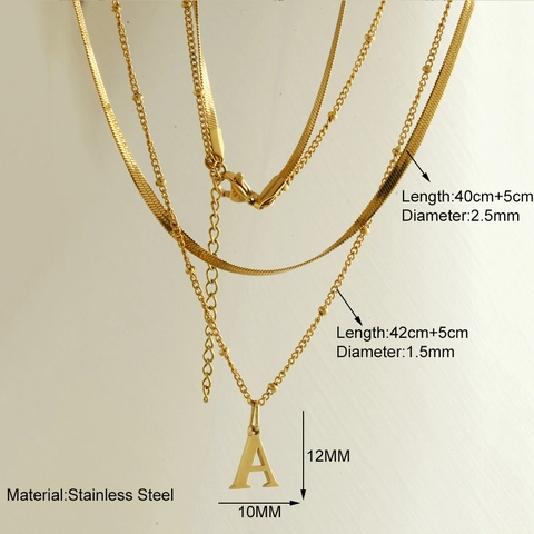 Minimalistische Roestvrijstalen Gelaagde Halsketting Voor Dames Goud Zilver Verguld Alfabet Initiaal Hanger Slangenketting Sieraden