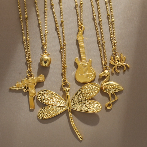 Collana con Ciondolo in Acciaio Inossidabile Oro Moda Per Donna Con Catena a Sfere Gioielli Minimalisti Eleganti