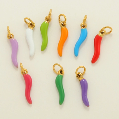 Stainless Steel Enamel Chili Lightning Hamsa Hand Evil Eye Fish Charms Pendant Only For DIY Jewelry Making Necklaces Accessories