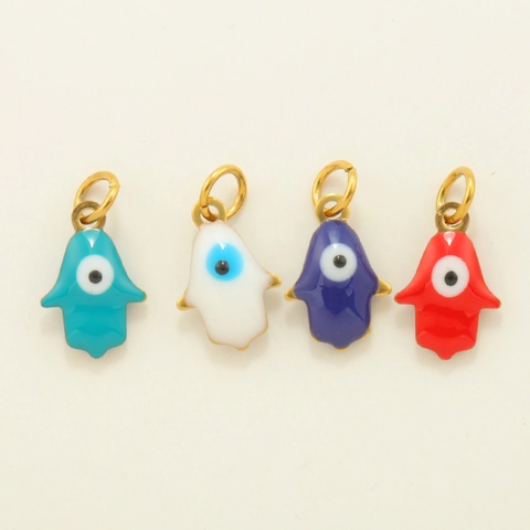 Stainless Steel Enamel Chili Lightning Hamsa Hand Evil Eye Fish Charms Pendant Only For DIY Jewelry Making Necklaces Accessories