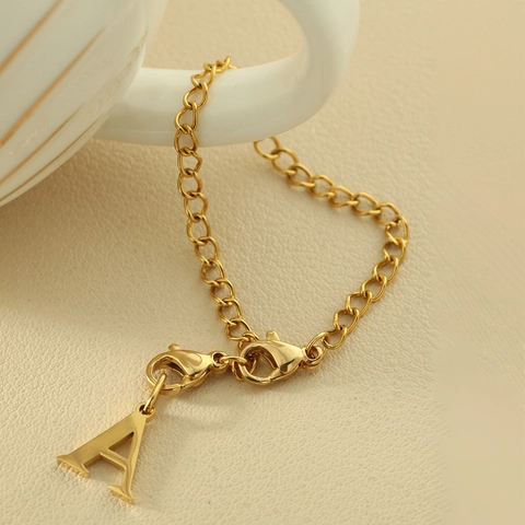 Stainless Steel Initial Letter Cup Chain Pendant Gold Color Tumbler Handle Charm For Women Bag Keychain Accessories