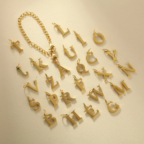 Stainless Steel Initial Letter Cup Chain Pendant Gold Color Tumbler Handle Charm For Women Bag Keychain Accessories