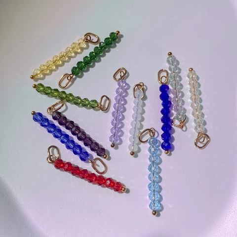 Stainless Steel French Vintage Colorful Artificial Crystal Beaded Pendants DIY Jewelry Accessories Handmade Charm Pendant