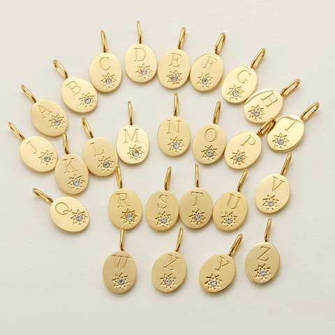 Roestvrij Staal Ovale Letter Hanger Ketting Voor Vrouwen Strass Ster A-Z Engelse Letter DIY Sieraden