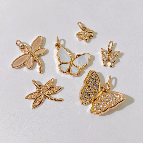 Colgantes de Acero Inoxidable Mariposa Libélula Abeja DIY Charms para Pulsera Collar Pendiente Accesorio