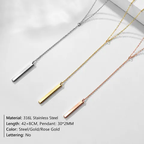 316L Roestvrijstalen Dubbellaagse Ketting Voor Dames Minimalistisch Goud Zilver Geometrisch Rond Schijf Lang Staaf Hanger Y-Ketting