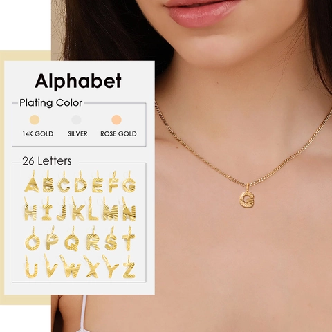 Collar con Colgante de Alfabeto de Acero Inoxidable para Mujer Cadena Cubana Chapada en Oro Plata Oro Rosa Joyería de Iniciales