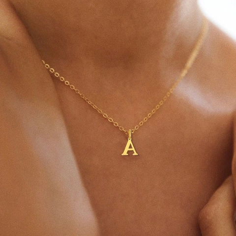 Minimalistische Roestvrijstalen Initiaal Alfabet Hanger Halsketting Voor Dames Heren Gepolijst Goud Zilver Vergulde Sleutelbeenketing Sieraden