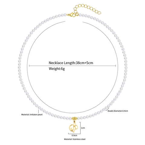 Collana di Perle Con Ciondolo Alfabeto in Acciaio Inossidabile da Donna Girocollo Minimalista Placcato Oro 18K Con Iniziale a Cuore