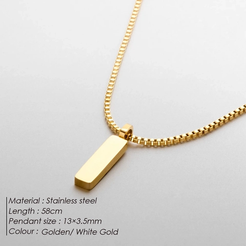 Collana con Catena Veneziana in Acciaio Inossidabile Minimalista con Pendente a Barra Rettangolare per Uomo Gioielli Moda Oro Argento
