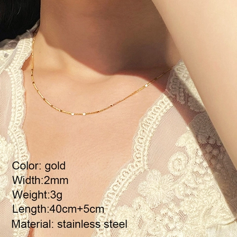 Mode Edelstahl Panzerkette Halskette Mit Metallblechen Und Perlen Für Damen Minimalistisch Pendeln Täglich Gold Silber Schmuck