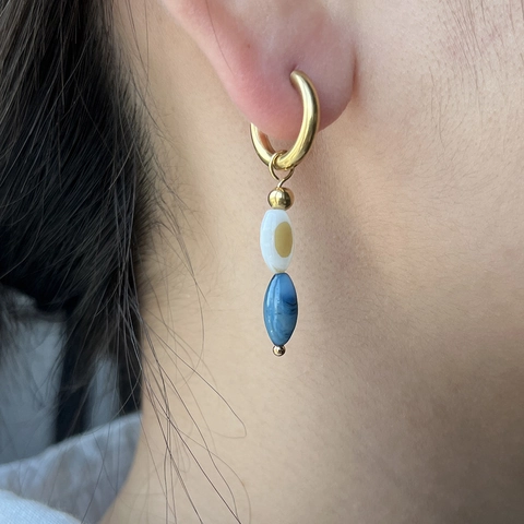 Pendientes de Aro con Cuentas de Concha de Acero Inoxidable 304 para Mujer Pendientes Colgantes de Concha Ovalados Geométricos Chapados en Oro Pieza Única Joyería de Moda Regalo