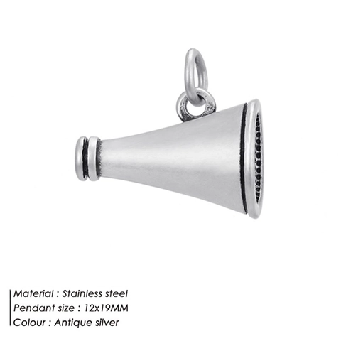 Ciondolo a Megafono in Acciaio Inossidabile Retro Argento Antico Annerito Charm Altoparlante per DIY Gioielli Accessori