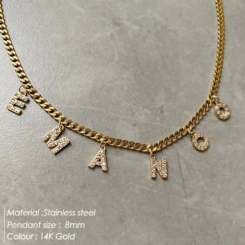 Edelstahl Halskette Mit Personalisierbarem Buchstaben Anhänger Zirkonia Gold Panzerkette Schmuck Für Damen Geschenk