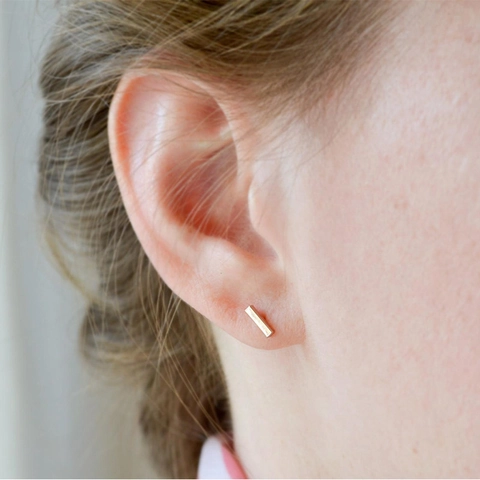Minimalist 316L Stainless Steel Geometric Bar Stud Earrings For Women PVD Gold Plated Punk Simple Tiny Rectangle Earrings