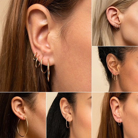 Pendientes de Aro Redondos Minimalistas Para Hombres Mujeres De Acero Inoxidable Dorado Plateado Pendientes De Círculo Joyería Accesorios