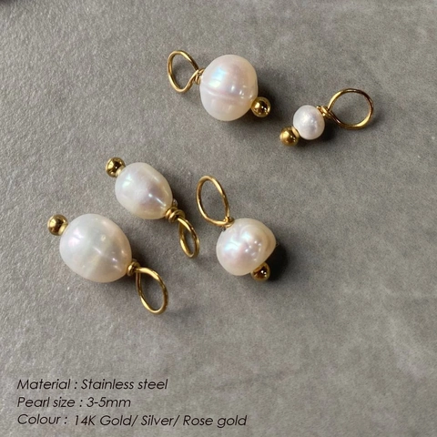 Baroque Irregular Freshwater Pearl Pendants For DIY Jewelry Making Stainless Steel Wire Wrapped Pearl Charms For Women