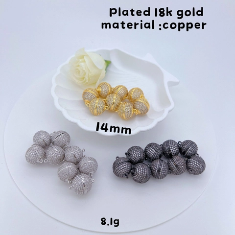 18K Verguld Koper Strass Bal Magnetische Gesp DIY Sieraden Maken Voor Ketting Armband Connector Accessoire