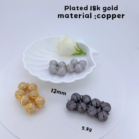 18K Verguld Koperen Magneetsluiting Volledige Strass Bol Verbinding Gesp Voor DIY Ketting Armband Sieraden Maken Accessoires