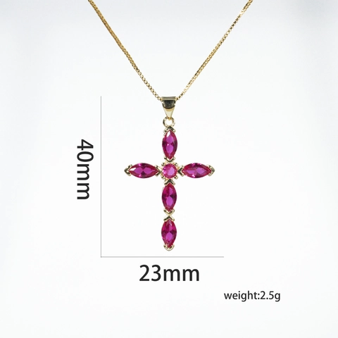 Ciondolo a Croce in Rame Placcato Oro Con Zirconia Marquise Gioielli Religiosi Per Collana Fai Da Te Solo Ciondolo Senza Catena