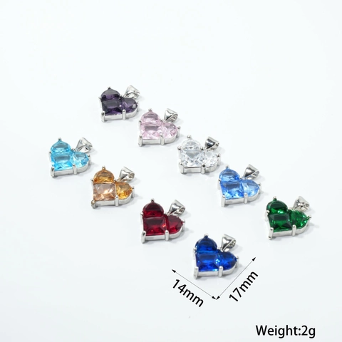 Fashion Heart Shape Zirconia Pendant Only Without Chain Gold Plated Copper Heart Charm Jewelry DIY Accessories For Women