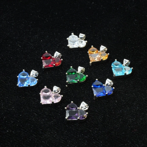 Fashion Heart Shape Zirconia Pendant Only Without Chain Gold Plated Copper Heart Charm Jewelry DIY Accessories For Women