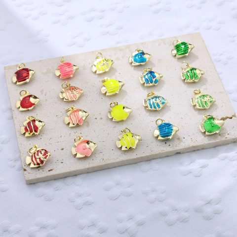 Gold Plated Copper Tropical Fish Pendant Enamel Drip Oil Animal Charm For DIY Jewelry Making Necklace Bracelet Women Accessory
