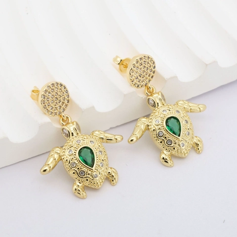 Ocean Series Seahorse Starfish Zirconia Stud Earrings For Women Copper Gold Plated Summer Vacation Fashion Ear Jewelry