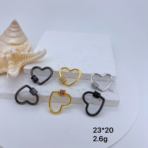 Heart Shape Copper Screw Clasp With Micro Inlaid Zirconia DIY Jewelry Connector For Necklace Bracelet Making Findings