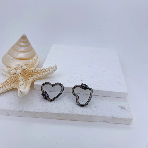 Heart Shape Copper Screw Clasp With Micro Inlaid Zirconia DIY Jewelry Connector For Necklace Bracelet Making Findings