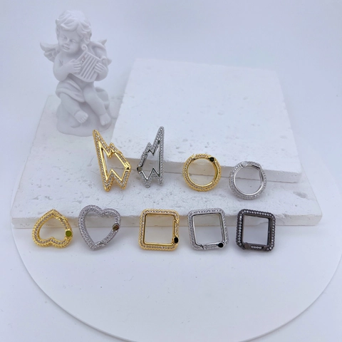 Koperen Zirkoon Micro Pavé Geometrische Sieraden Verbindingen Sluitingen Hart Bliksem Rond Vierkant DIY Armband Ketting Accessoires