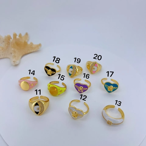 Copper Drip Oil Enamel Evil Eye Ring Micro Rhinestone Inlaid Adjustable Open Ring Heart Butterfly Geometric Jewelry For Women Men