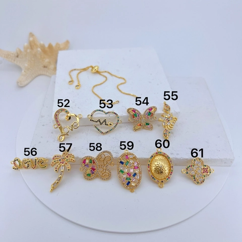 Gold Copper Micro Inlaid Zirconia Evil Eye Heart Butterfly Pendants For DIY Jewelry Making Creative Multicolored Charms For Women Accessories