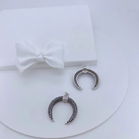 Colgante de Cuerno de Medialuna de Cobre Chapado en Oro Circonia Lleno de Strass Colgante Solo Sin Cadena Collar Geométrico Minimalista Mujer