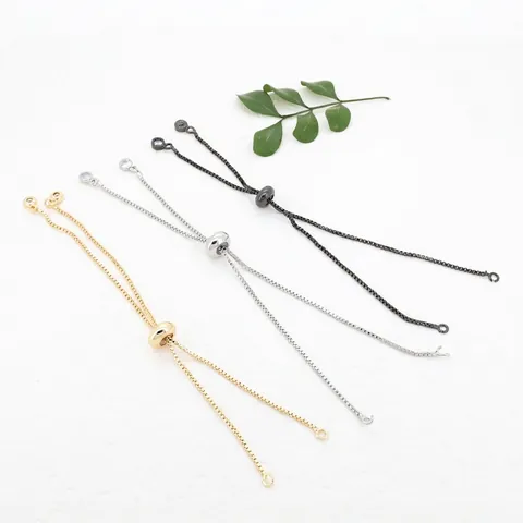 Catena Box Regolabile in Rame Placcato Oro 18K Con Pendente in Zircone per Creazione Gioielli DIY Bracciale Collana Componenti