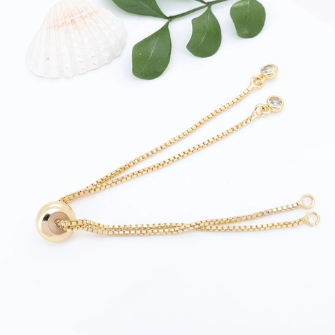 Catena Box Regolabile in Rame Placcato Oro 18K Con Pendente in Zircone per Creazione Gioielli DIY Bracciale Collana Componenti