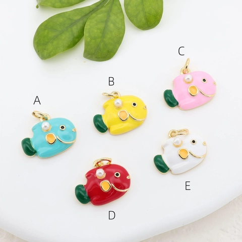 18K Gold Plated Copper Marine Fish Pendant Colorful Enamel Drip Oil Zirconia Inlaid Tropical Fish Whale DIY Jewelry Accessory
