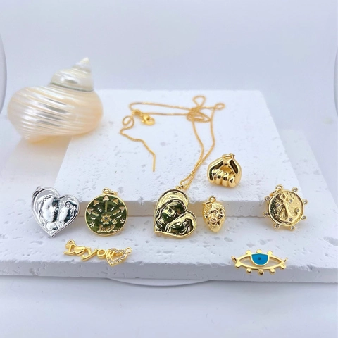 Colgante con Patrón Geométrico de Cobre Minimalista Chapado en Oro Corazón Ojo Turco Cabeza de León Accesorios de Joyería de Moda Personalizados