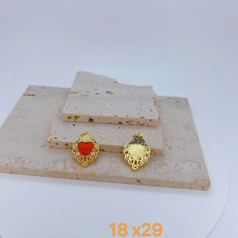 Vintage Gothic Copper Heart Wings Angel Pendant With Red Enamel Zircon For Women DIY Necklace Jewelry Gift Pendant Only