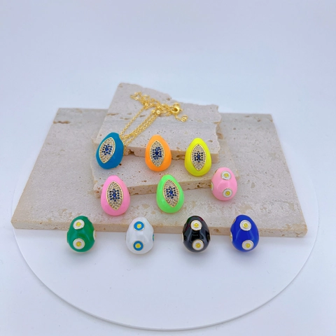 Gold Plated Copper Evil Eye Enamel Zirconia Pendant Only (Without Chain) For Women DIY Jewelry Making Accessory