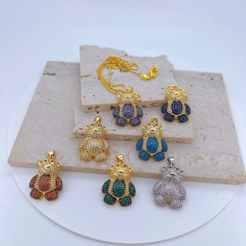 Pendentif Seul Sans Chaîne Ours en Cuivre Incrusté de Zirconia Plaqué Or Pendentif Animal Minimaliste pour Femme Bijoux