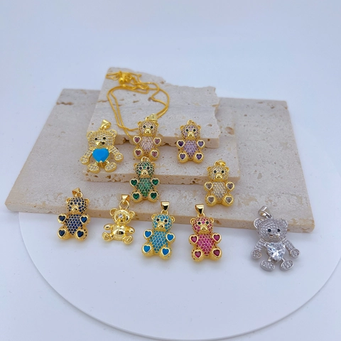 Pendentif Ours en Cuivre et Zirconia Minimaliste Seul Sans Chaîne Forme Animale Mignonne Bijoux de Mode Pour Femme Cadeau