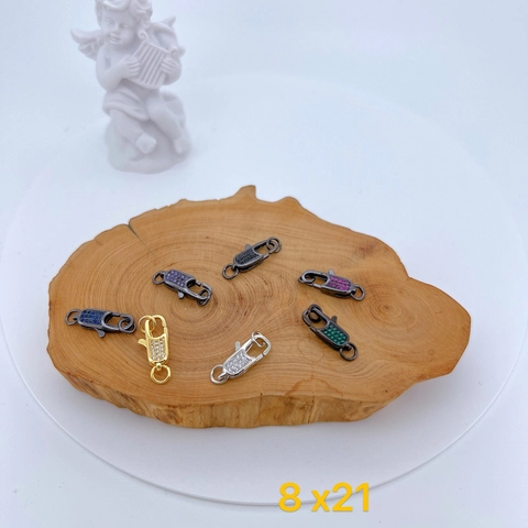 Copper Micro Pave Zircon Lobster Clasp Connector Double Hanging Spring Clasp For DIY Necklace Bracelet Jewelry Making Accessories