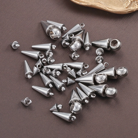 Colgante de Cono de Acero Inoxidable Pulido Charm de Pico Para Fabricación de Joyas DIY Collares Pulseras Pendientes