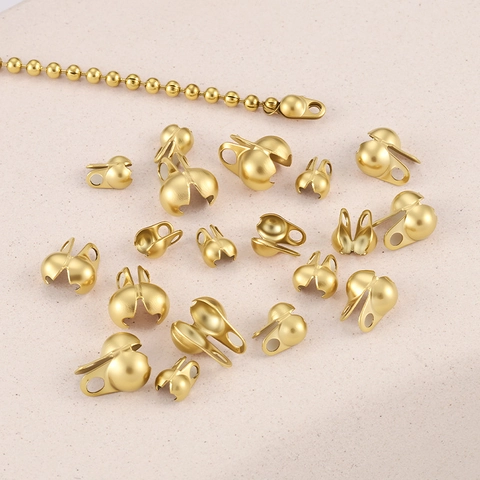 Stainless Steel Ball Chain Connector Clamshell Bead Tips End Covers For Jewelry Making DIY Crafting Findings Accessory