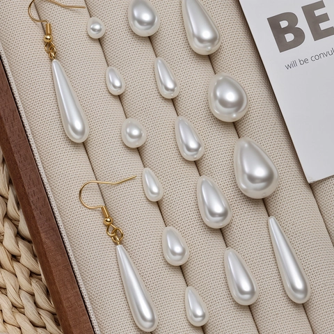ABS Teardrop Pearl Beads Half Hole Artificial Pearl Teardrop Beads For DIY Jewelry Making Earrings Necklace Accessories