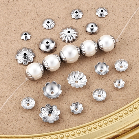 Edelstahl Blütenblatt Perlenkappen Für DIY Schmuckherstellung Zubehör Hohle Metall Spacer Für Armbänder Halsketten