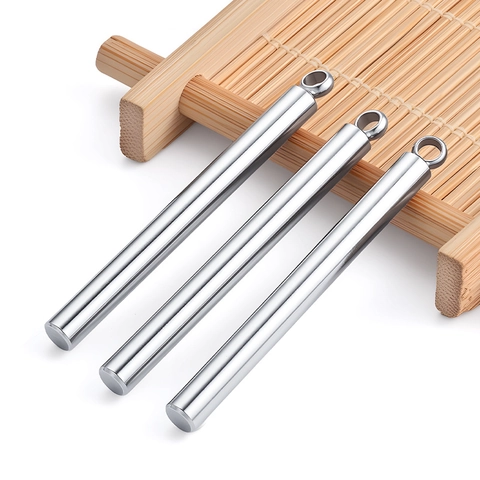 Minimalist Stainless Steel Cylindrical Rod Pendant For DIY Jewelry Making Necklace Bracelet Accessory Polished Silver